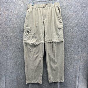 Reel Legends Pants Mens Medium Beige Convertible Cargo Nylon Hiking Fishing